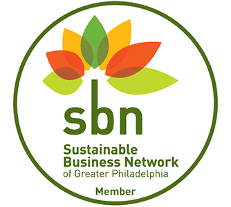 Logo of the Sustainable Business Network of Greater Philadelphia, featuring colorful leaf-like shapes enclosed in a green circle with the text "sbn" and "Member" at the bottom.